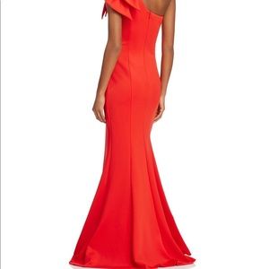 avery g one shoulder ruffle gown